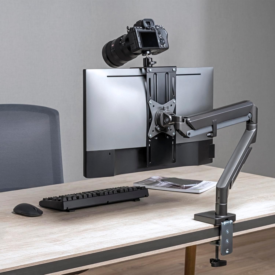 NanoRS RS463 Soporte de Cámara VESA para Monitor y Brazo (100x100 mm) (Soporte ajustable en altura para cámaras y videocámaras hasta 2 kg – Ideal para Streaming y Home Office.)