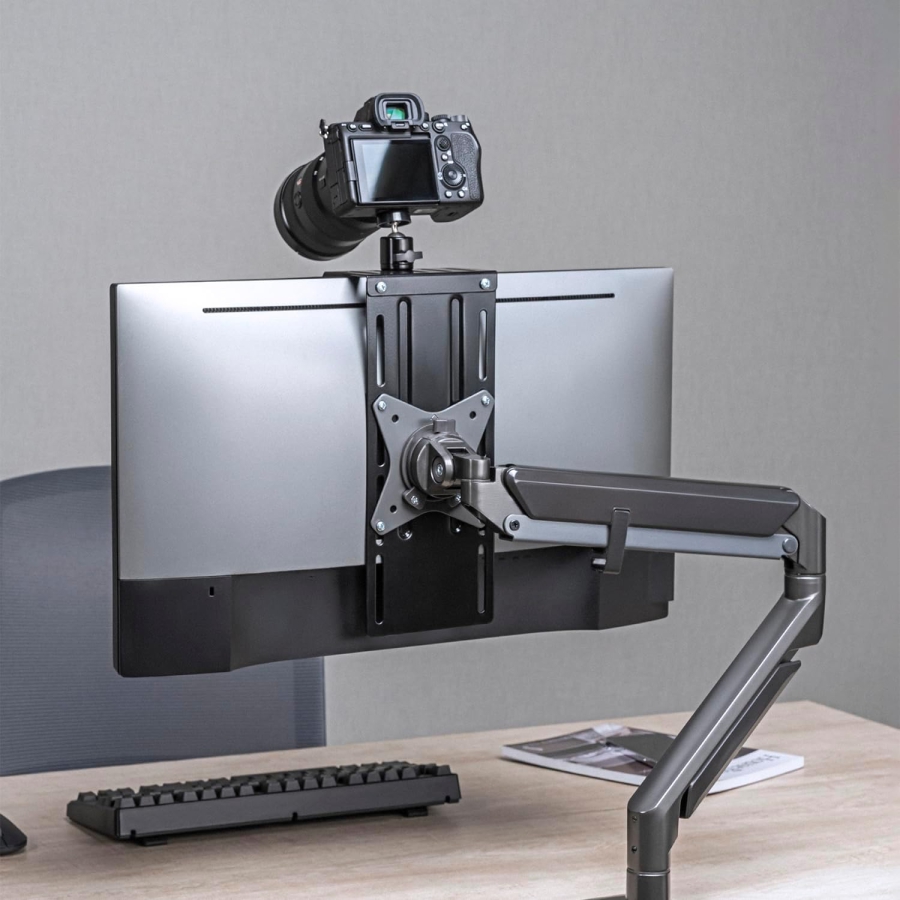 NanoRS RS463 Soporte de Cámara VESA para Monitor y Brazo (100x100 mm) (Soporte ajustable en altura para cámaras y videocámaras hasta 2 kg – Ideal para Streaming y Home Office.)