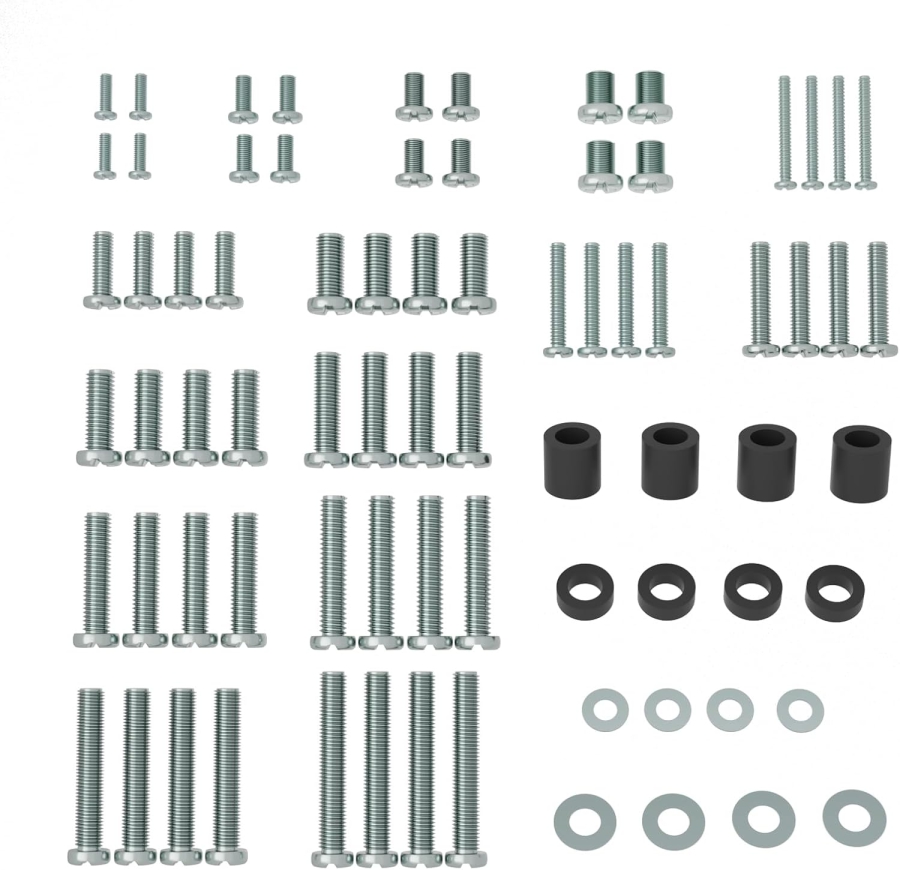PUTORSEN Juego de Tornillos VESA Universales para TV de hasta 90 Pulgadas (M4, M5, M6, M8) (Kit de hardware completo para soportes de pared y pie – Incluye espaciadores y arandelas.)