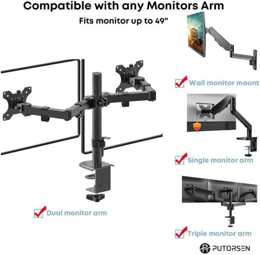 PUTORSEN Juego de Tornillos VESA Universales para TV de hasta 90 Pulgadas (M4, M5, M6, M8) (Kit de hardware completo para soportes de pared y pie – Incluye espaciadores y arandelas.)