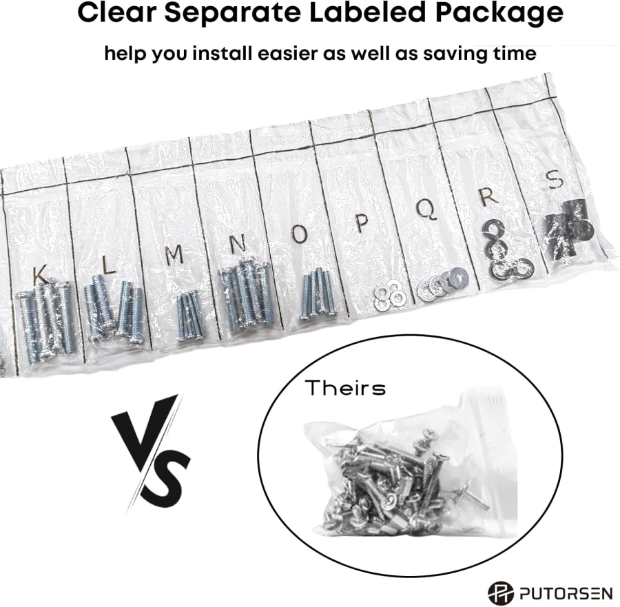 PUTORSEN Juego de Tornillos VESA Universales para TV de hasta 90 Pulgadas (M4, M5, M6, M8) (Kit de hardware completo para soportes de pared y pie – Incluye espaciadores y arandelas.)