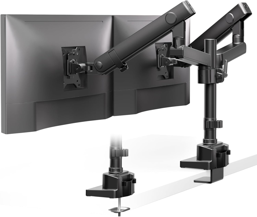PUTORSEN Soporte de Escritorio para Doble Monitor para Pantallas de 17–35 Pulgadas (Soporte Ergonómico de Resorte de Gas para Dos Monitores de hasta 12 kg Cada Uno)