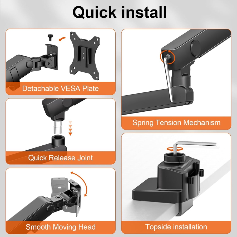 PUTORSEN Soporte de Escritorio para Doble Monitor para Pantallas de 17–35 Pulgadas (Soporte Ergonómico de Resorte de Gas para Dos Monitores de hasta 12 kg Cada Uno)