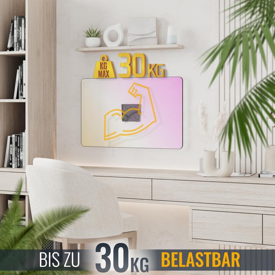 RICOO Monitorhalterung de Pared F0311 para 13-34 Pulgadas – Fija y Slim (14mm), VESA 75/100, hasta 30kg (Soporte de pared ultraplano para monitores de PC: diseño minimalista, estabilidad máxima y montaje sencillo.)