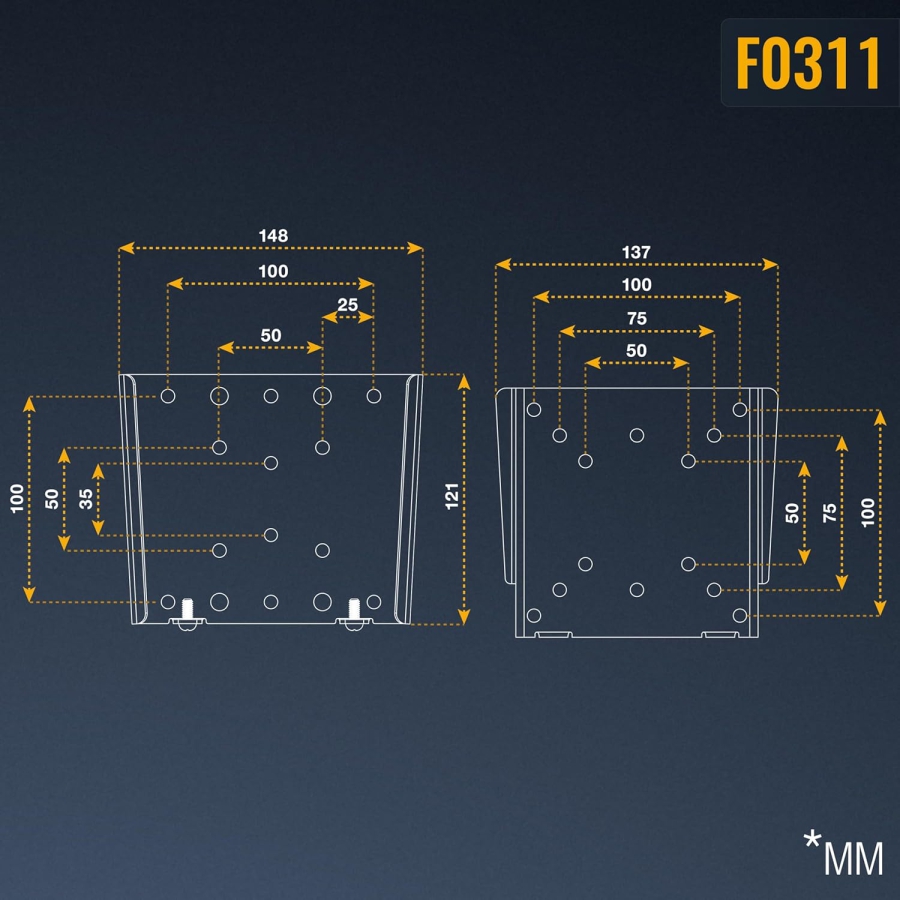 RICOO Monitorhalterung de Pared F0311 para 13-34 Pulgadas – Fija y Slim (14mm), VESA 75/100, hasta 30kg (Soporte de pared ultraplano para monitores de PC: diseño minimalista, estabilidad máxima y montaje sencillo.)