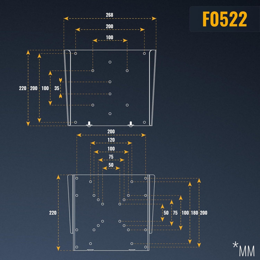 RICOO Soporte de Pared TV Ultra Slim F0522 para Pantallas Planas de 32-55 Pulgadas (Soporte de monitor fijo extremadamente plano (14 mm distancia a la pared) – VESA hasta 200x200, carga 30 kg.)