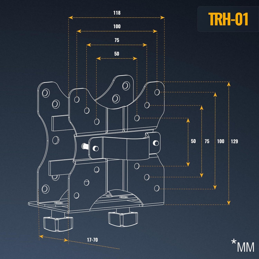 RICOO Soporte Universal para Mini PC (TRH-01) para VESA, Pared y Bajo Mesa (Soporte de acero ajustable para Thin Clients e Intel NUC (17–70 mm) hasta 5 kg – Incl. correa de seguridad)