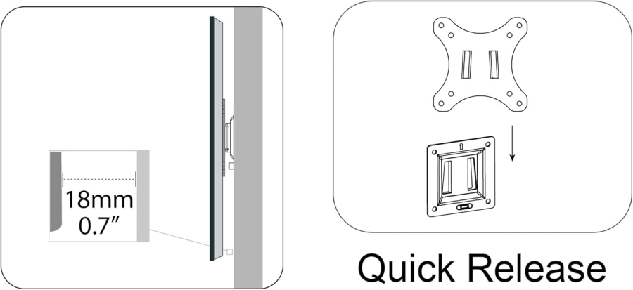 Soporte de pared DIGITUS para monitores LCD/LED de hasta 81 cm (32"), soporte fijo, carga máxima de 18 kg, VESA máximo 100x100.