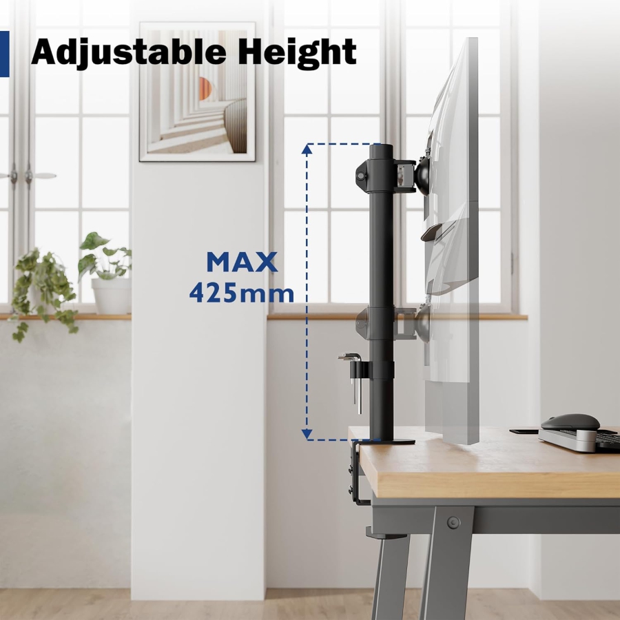 Soporte para monitor BONTEC, soporte de mesa para pantallas de 13 a 34 pulgadas, totalmente móvil, diseño ergonómico, ajuste de altura, para uso en juegos y oficina, soporta hasta 10 kg, compatible con VESA 75/100.