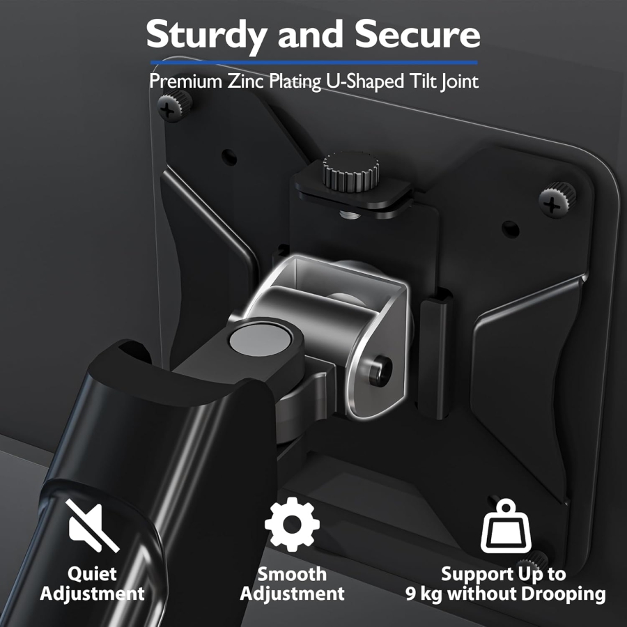 Soporte para monitor BONTEC para 2 monitores de 13-32 pulgadas, soporte ergonómico con brazo de resorte de gas, soporta 3-9 kg con gestión de cables, inclinable, giratorio, VESA 75/100 mm.