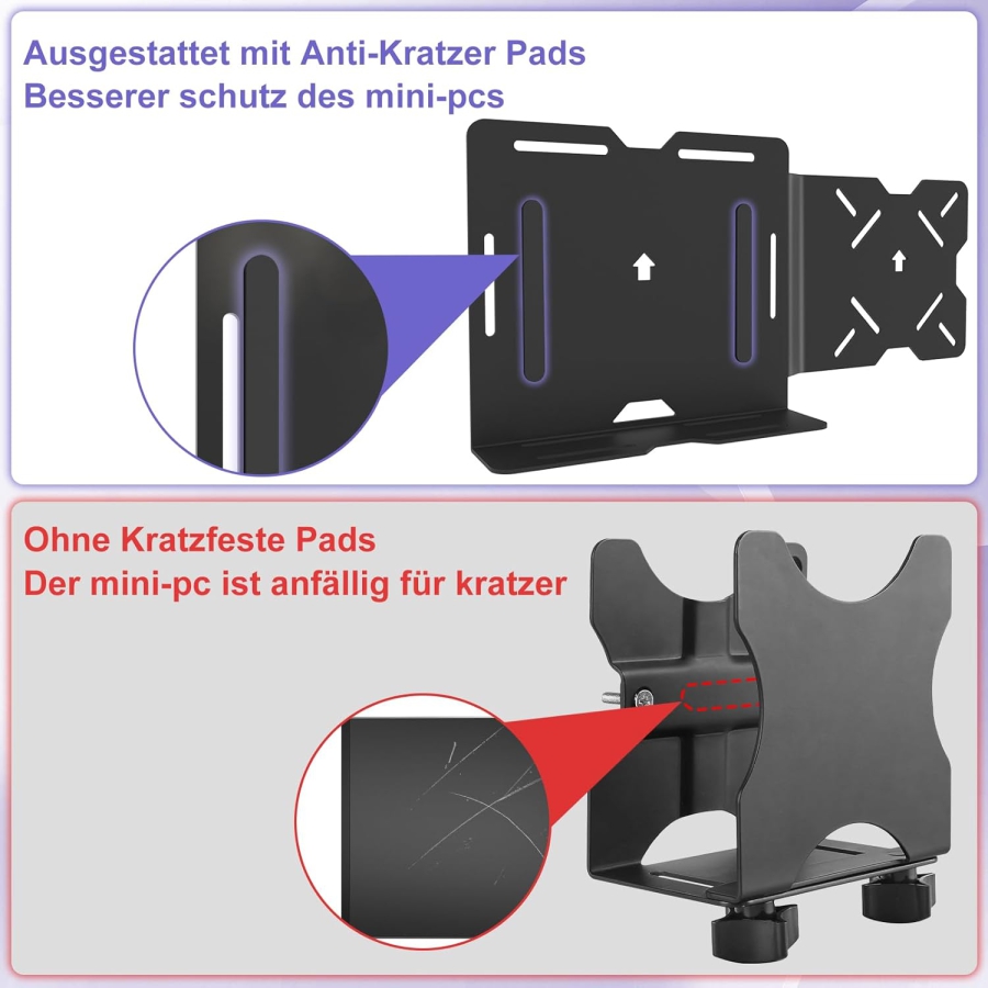Soporte VESA Universal para Mini PC, Módem y Thin Client (Dell, HP, Lenovo) (Soporte de correa ajustable para dispositivos de hasta 50 cm de perímetro – Montaje en brazo de monitor o parte trasera)
