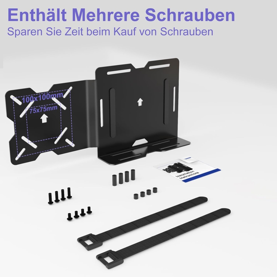 Soporte VESA Universal para Mini PC, Módem y Thin Client (Dell, HP, Lenovo) (Soporte de correa ajustable para dispositivos de hasta 50 cm de perímetro – Montaje en brazo de monitor o parte trasera)