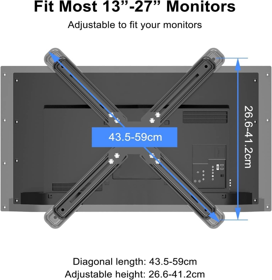 Suptek Adaptador VESA para Monitores No-VESA 13-27" – Soporte de Acero (La solución inteligente para pantallas sin orificios VESA: sujeción segura para cada setup.)