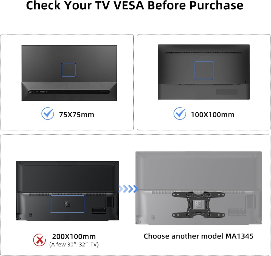 suptek Soporte de Pared para TV, Giratorio, Inclinable, Rotatorio para Televisores Planos y Curvos de 15-32" (Soporte de Pared VESA para Monitor de PC de hasta 13Kg)