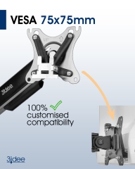 Adaptador VESA compatible con monitores Acer (HA240Y, R240HY y más) - 75x75mm