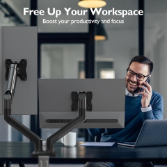 BONTEC Soporte para 2 monitores de 13-32 pulgadas, hasta 9 kg, Totalmente móvil y ajustable