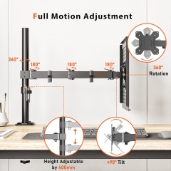Brazo para monitor Redbat con soporte ventilado para portátil, totalmente ajustable para pantallas LCD LED de 13 a 32 pulgadas y portátiles de hasta 16 pulgadas, 2 opciones de montaje, inclinación, giro y rotación.