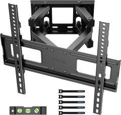 Soporte de pared para TV BONTEC Soporte giratorio e inclinable para TV Movimiento completo para televisores o monitores LCD LED planos y curvos de 23 a 70 pulgadas con un peso máximo de 45 kg, VESA máximo 400 x 400 mm