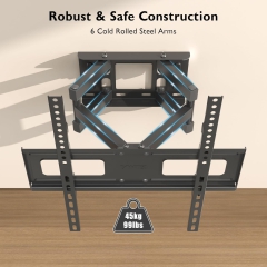 Soporte de pared para TV BONTEC Soporte giratorio e inclinable para TV Movimiento completo para televisores o monitores LCD LED planos y curvos de 23 a 70 pulgadas con un peso máximo de 45 kg, VESA máximo 400 x 400 mm