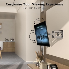 Soporte de pared para TV BONTEC Soporte giratorio e inclinable para TV Movimiento completo para televisores o monitores LCD LED planos y curvos de 23 a 70 pulgadas con un peso máximo de 45 kg, VESA máximo 400 x 400 mm