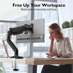 Soporte para monitor BONTEC para pantallas de 13-32 pulgadas. Soporta entre 3 y 9 kg, brazo con resorte de gas, inclinable, giratorio, soporte ergonómico para monitor 1 con guía para cables, VESA 75/100 mm.