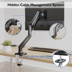 Soporte para monitor BONTEC para pantallas de 13-32 pulgadas. Soporta entre 3 y 9 kg, brazo con resorte de gas, inclinable, giratorio, soporte ergonómico para monitor 1 con guía para cables, VESA 75/100 mm.